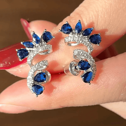 BlueBloom Zircon Flower Earrings 4