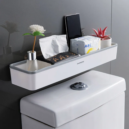 Toilet Bathroom Storage Cabinet Rack, Wall Hanging, Hole Free White Shelf Organizer for Above Toilet