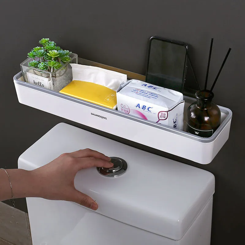 Toilet Bathroom Storage Cabinet Rack Wall Hanging Hole Free White Shelf Organizer For Above Toilet 1