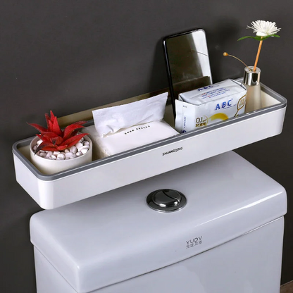 Toilet Bathroom Storage Cabinet Rack Wall Hanging Hole Free White Shelf Organizer For Above Toilet 3