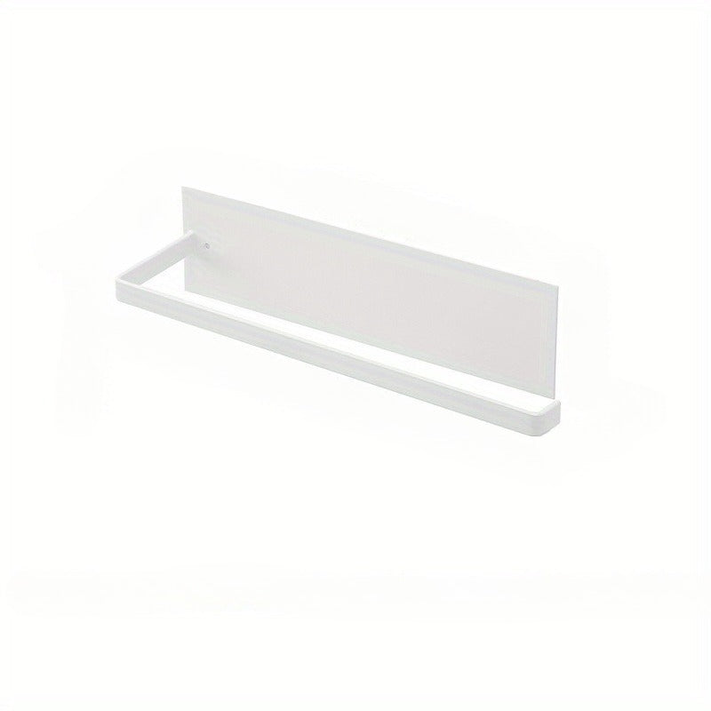 No Drill Adhesive Kitchen Paper Towel Holder, Carbon Steel Roll Hanger, Plastic Wrap Storage Rack