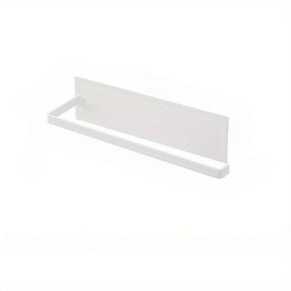 No Drill Adhesive Kitchen Paper Towel Holder, Carbon Steel Roll Hanger, Plastic Wrap Storage Rack