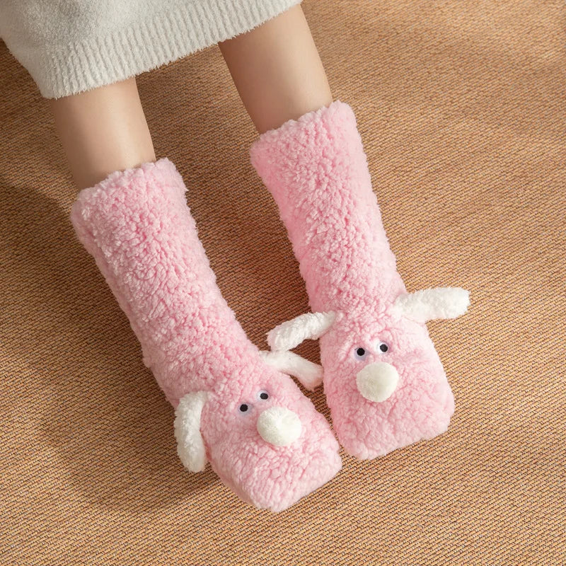 Kawaii Socks For Adults Sleeping Socks Winter Snow Slippers Maternity Leg Warmers Funny Carpet Sock 2