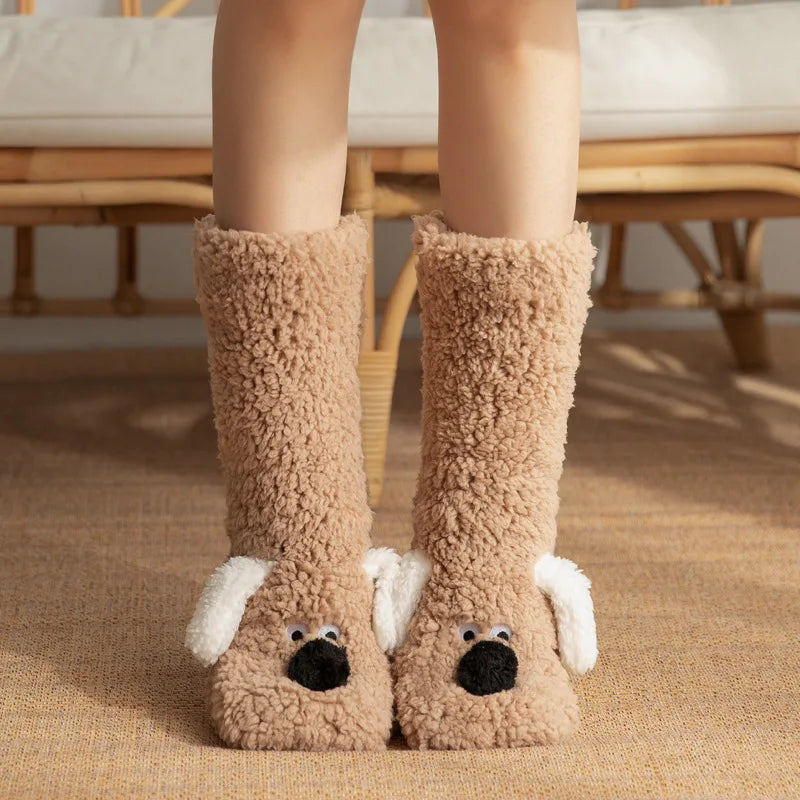 Kawaii Socks For Adults Sleeping Socks Winter Snow Slippers Maternity Leg Warmers Funny Carpet Sock 11