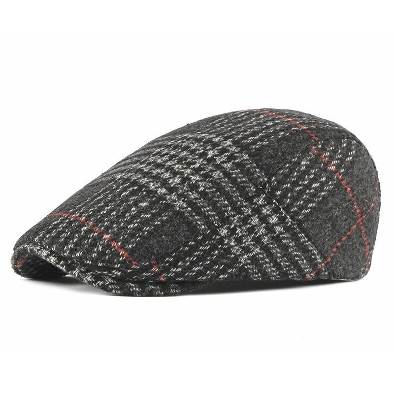 Winter Acrylic Plaid Beret Hat Stylish Newsboy Cap For Men And Women 1