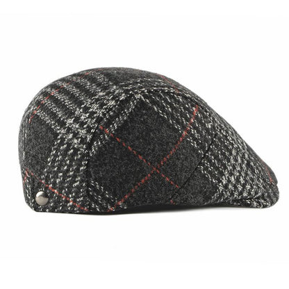 Winter Acrylic Plaid Beret Hat Stylish Newsboy Cap For Men And Women 2