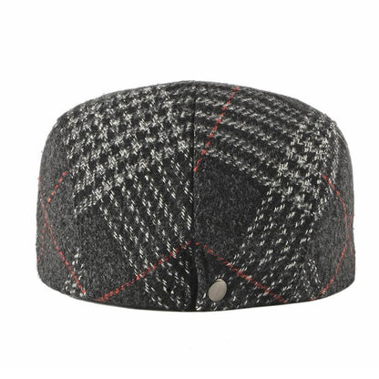 Winter Acrylic Plaid Beret Hat Stylish Newsboy Cap For Men And Women 3