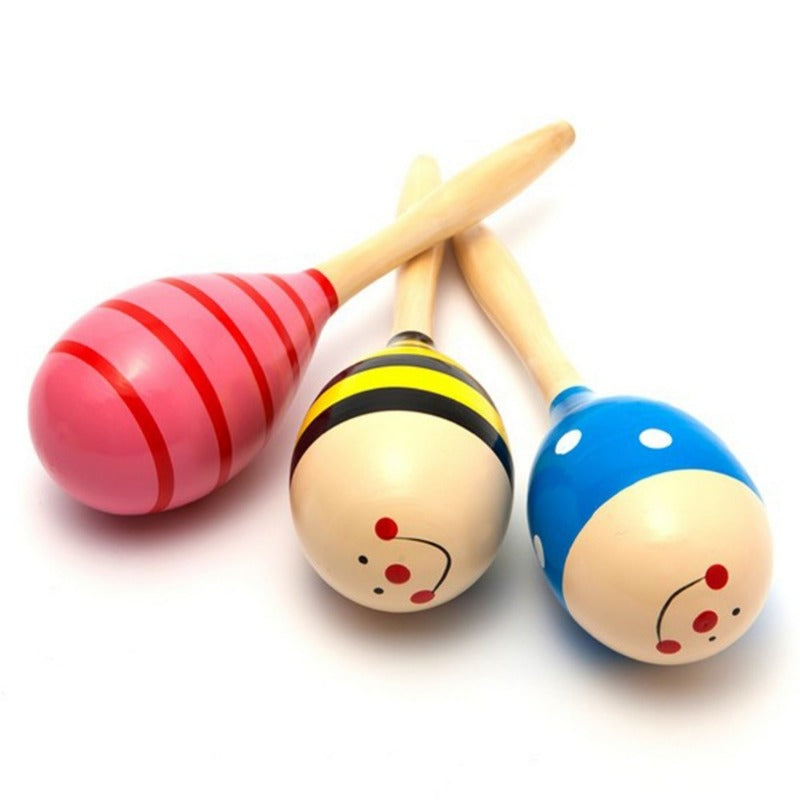 Baby Toys Wooden Percussion Instrument Sand Hammer Early Learning Toy For Kids 4