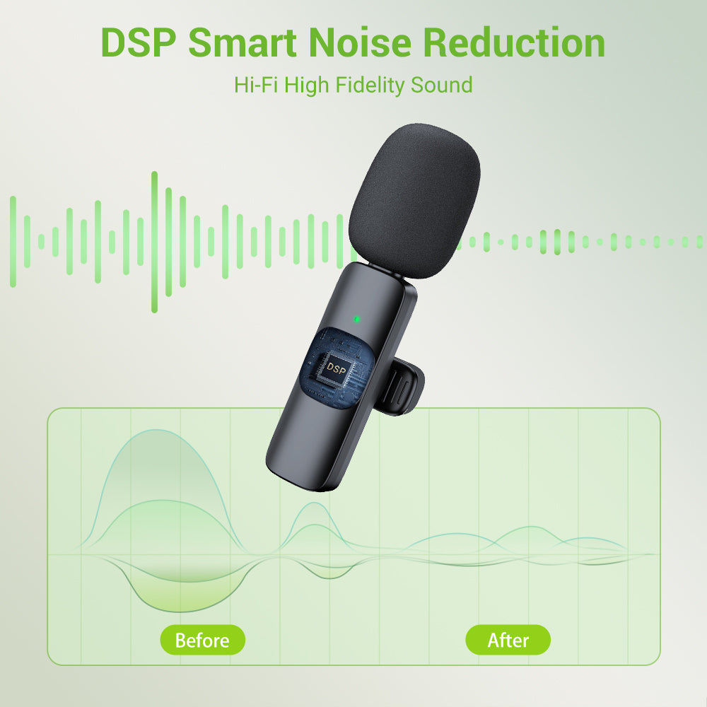 Portable Wireless Lavalier Microphone for iPhone, Android, Mini Mic for Gaming, Audio Video Recording, Live Broadcast