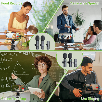 Portable Wireless Lavalier Microphone for iPhone, Android, Mini Mic for Gaming, Audio Video Recording, Live Broadcast