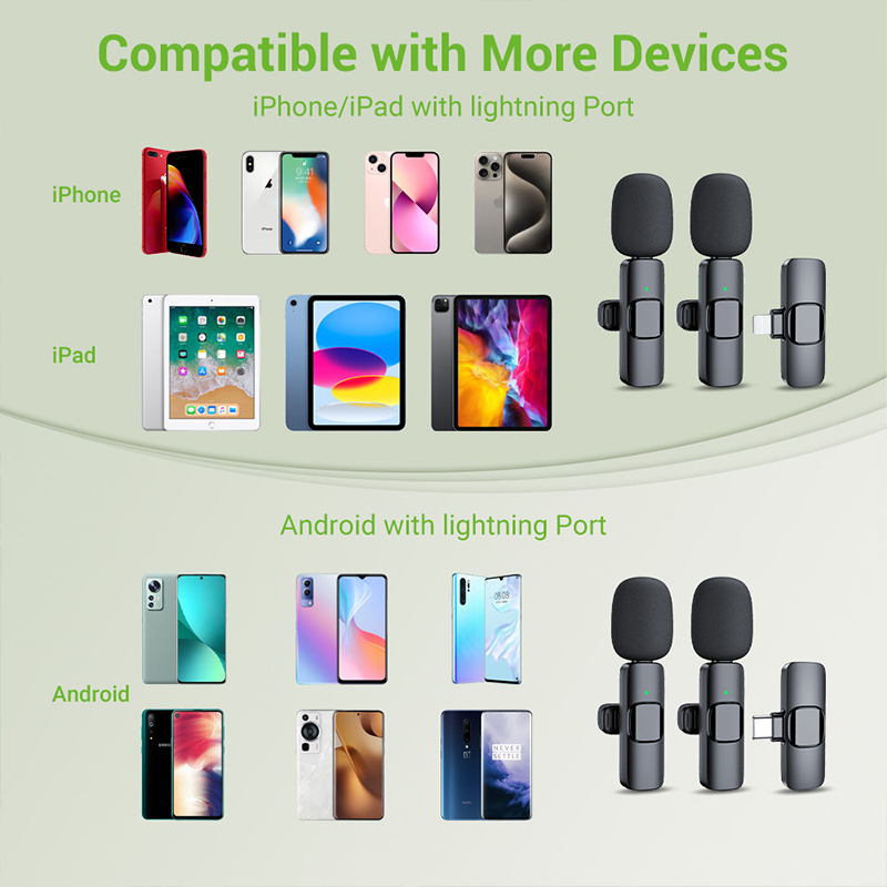 Portable Wireless Lavalier Microphone for iPhone, Android, Mini Mic for Gaming, Audio Video Recording, Live Broadcast