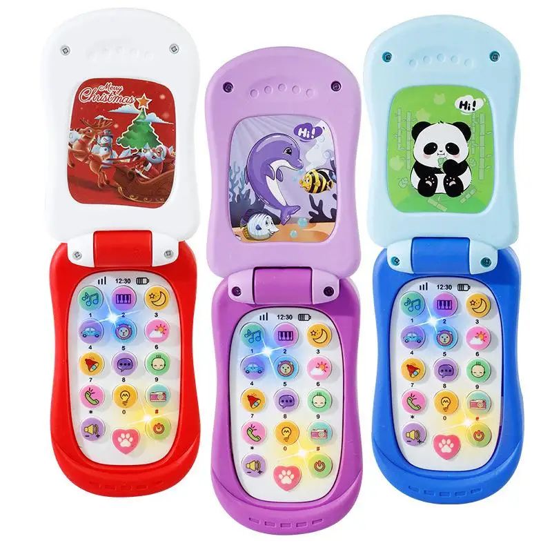 Educational Music Phone Toy for Toddlers, Cartoon Simulation Flip Phone, Children's Day Gifts for Early Learning