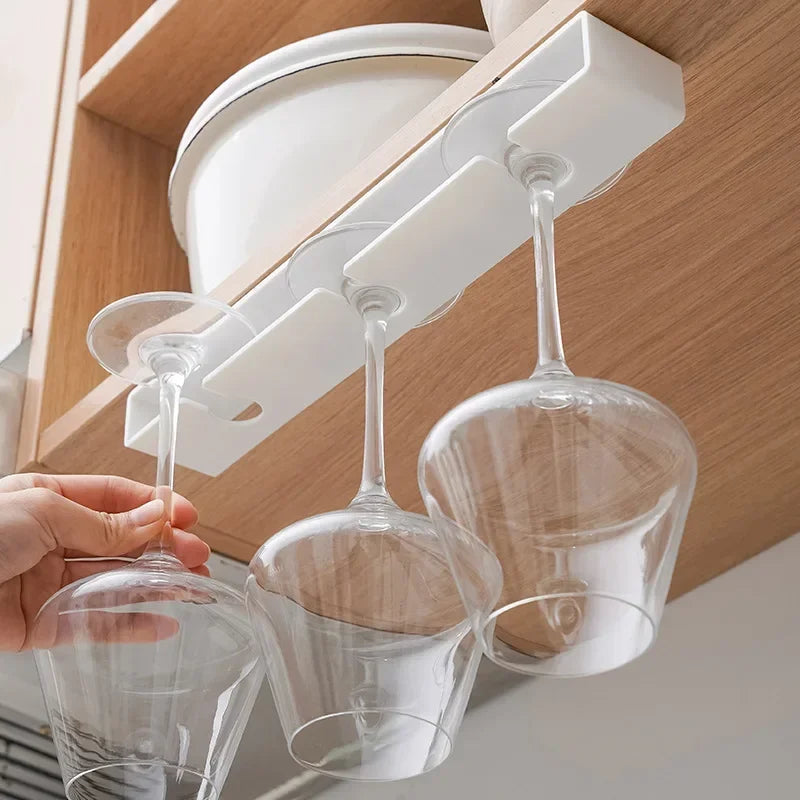 Bar Wine Glass Rack Nondrilled Cup Holder For Kitchen UpsideDown Rack For Wine Glasses 6
