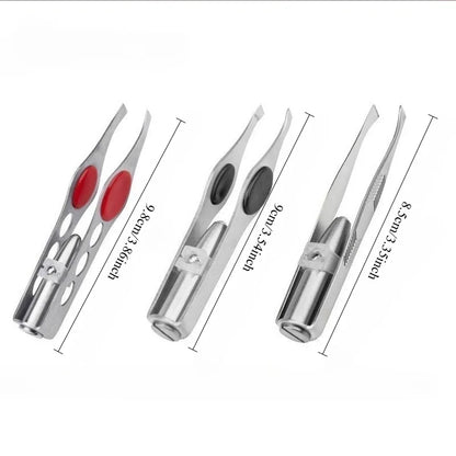 Portable Stainless Steel LED Light Makeup Tool Smart Design Eyebrow Tweezer Hair Removal Tool 2