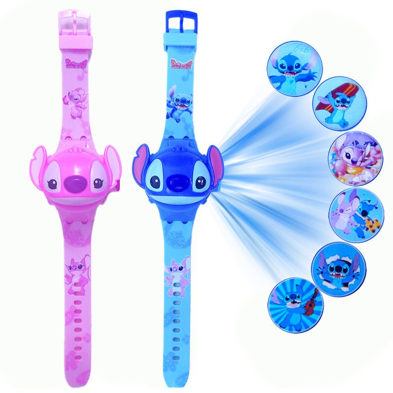 Projection Mickey Children Watch, 3D Cartoon Stitch Kids Digital Clock