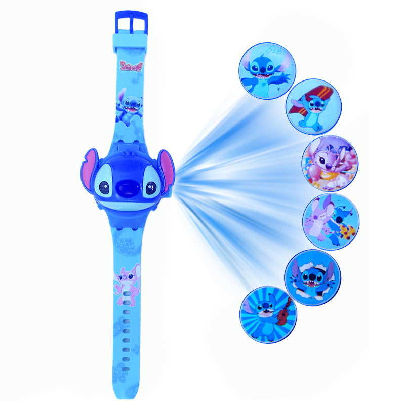 Projection Mickey Children Watch 3D Cartoon Stitch Kids Digital Clock 8