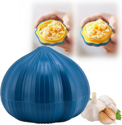Plastic Manual Rotary Grinding Garlic Press, Kitchen Gadgets Cute Household Garlic Shape, Mini Chopper for Chili