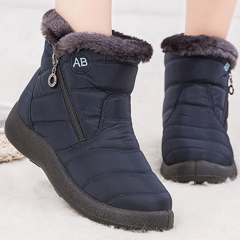 Waterproof Womens Boots Womens Winter Boots Ankle Boots With Fur Snow Boots Women Low Heels Winter  1