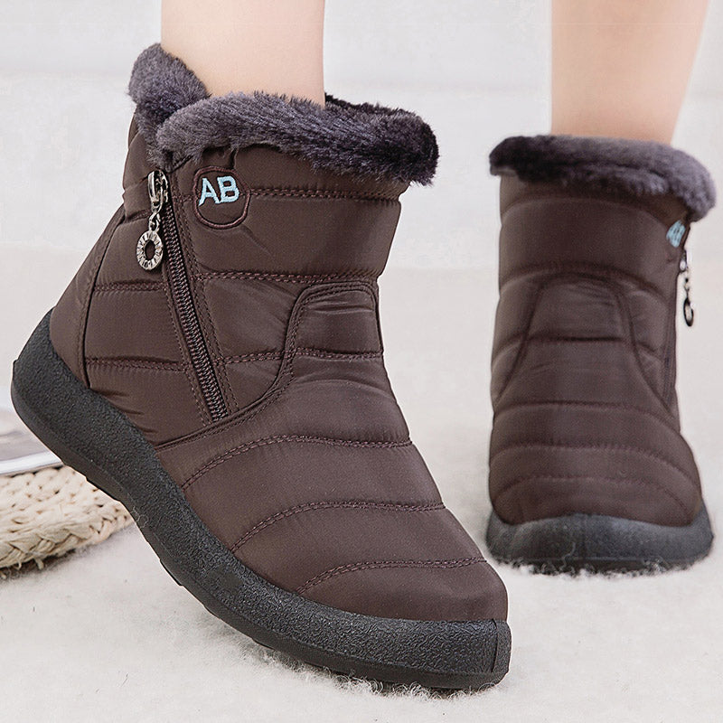 Waterproof Womens Boots Womens Winter Boots Ankle Boots With Fur Snow Boots Women Low Heels Winter  5