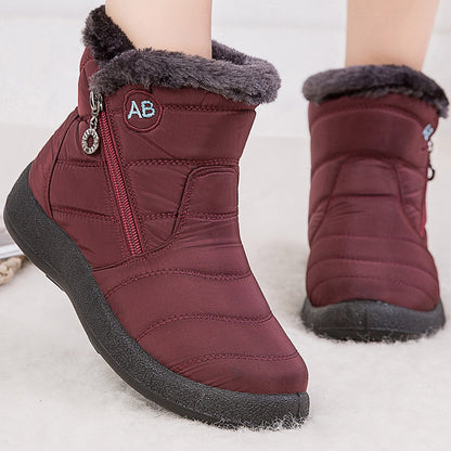 Waterproof Womens Boots Womens Winter Boots Ankle Boots With Fur Snow Boots Women Low Heels Winter  8