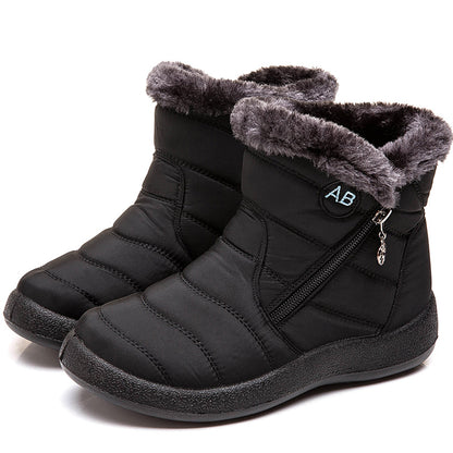 Waterproof Womens Boots Womens Winter Boots Ankle Boots With Fur Snow Boots Women Low Heels Winter  4