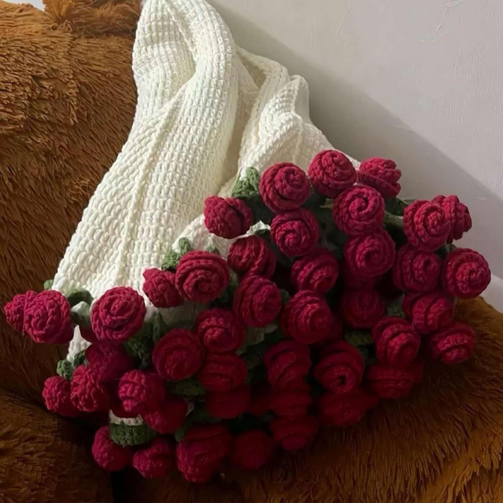 Finished Flower Bouquet Blanket Soft Lightweight Knitted Throw Blanket For Birthday Wedding Home De 1