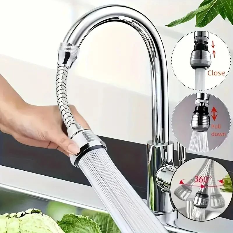 AquaFlex 360° Swivel Faucet Extender - Dual-Mode Anti-Splash Aerator for Kitchen & Bathroom