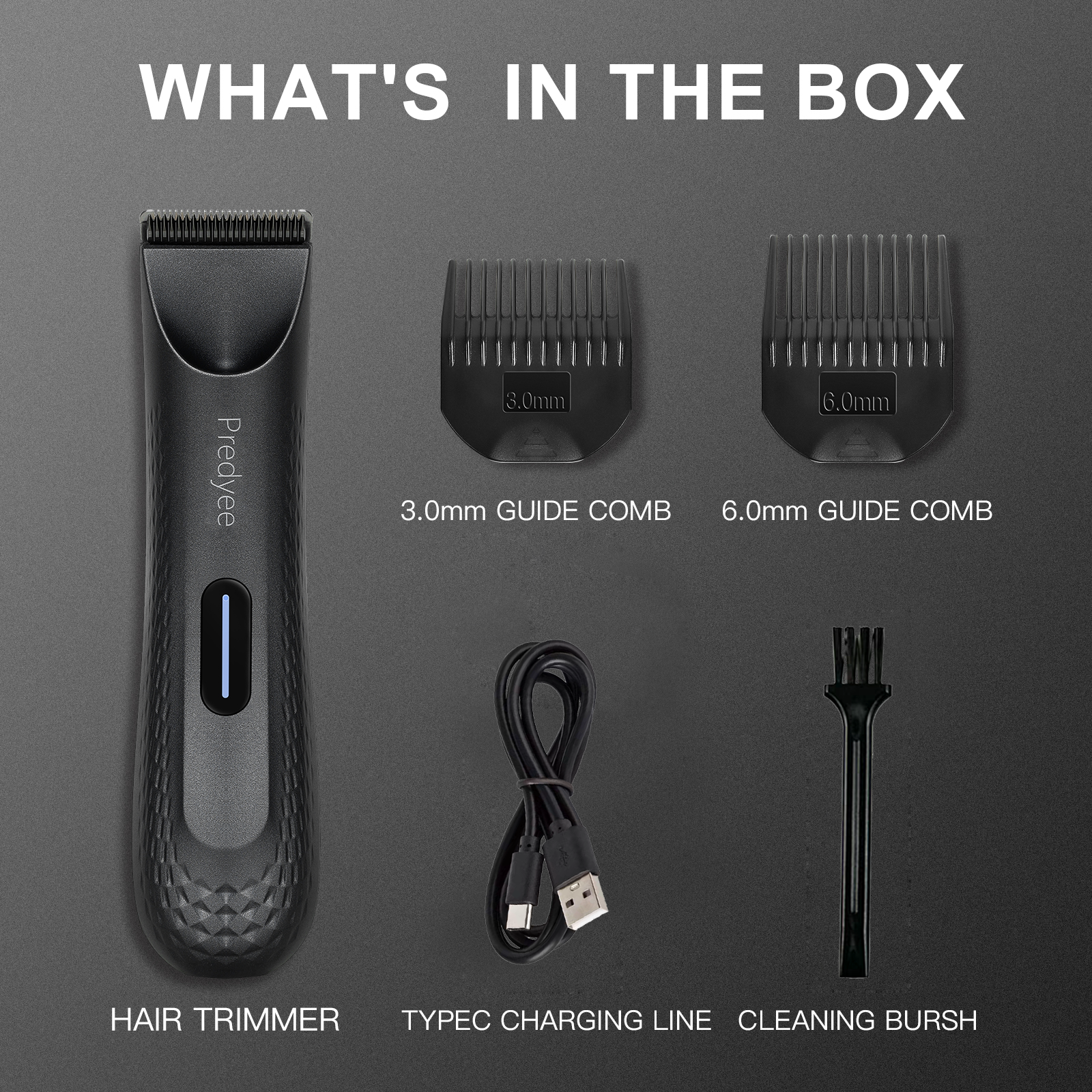 Men Waterproof Pubic Hair Trimmer, Electric Groin Groomer, Replaceable Ceramic Blade