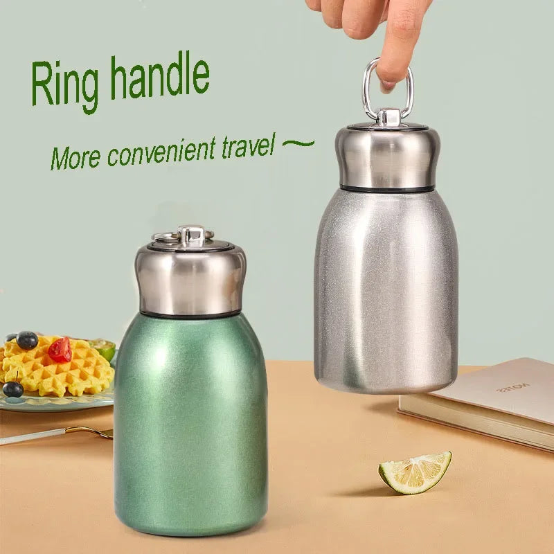 Highvalue Mini Chubby Thermos Cup With 304 Stainless Steel Portable Carrying Ring Big Belly Vacuum  1