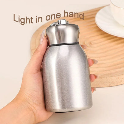 Highvalue Mini Chubby Thermos Cup With 304 Stainless Steel Portable Carrying Ring Big Belly Vacuum  2