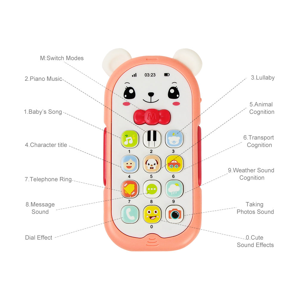 Teether Phone With Sound  Light Baby Musical Cartoon Mobile Learning Toy Educational Gift For Babie 2