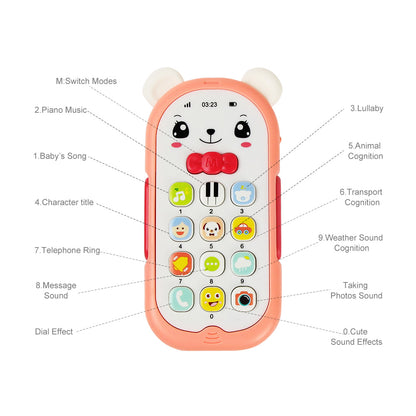 Teether Phone With Sound  Light Baby Musical Cartoon Mobile Learning Toy Educational Gift For Babie 2