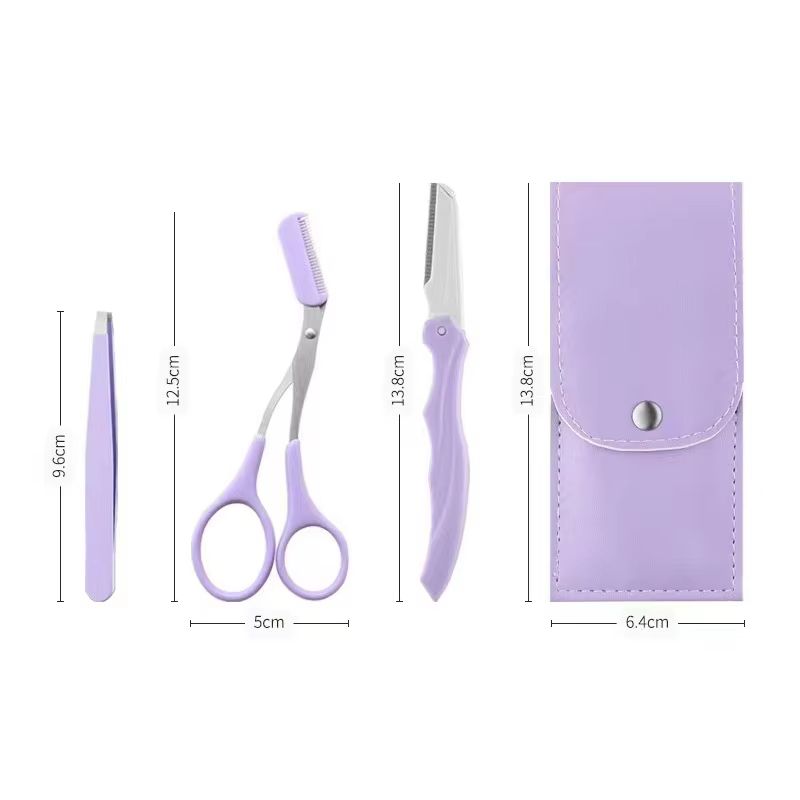Karsyngirl 23Pcs Stainless Steel Eyebrow Trimmer Set  Folding Eyebrow Clipper Comb And Tweezers For 4