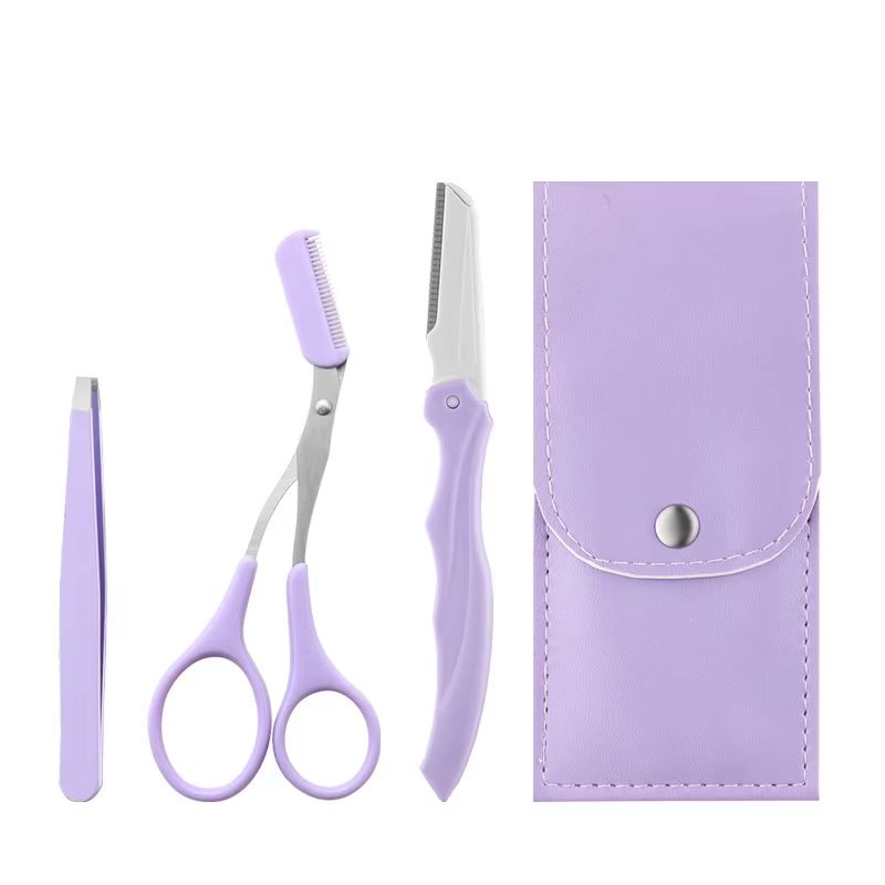 Karsyngirl 23Pcs Stainless Steel Eyebrow Trimmer Set  Folding Eyebrow Clipper Comb And Tweezers For 7