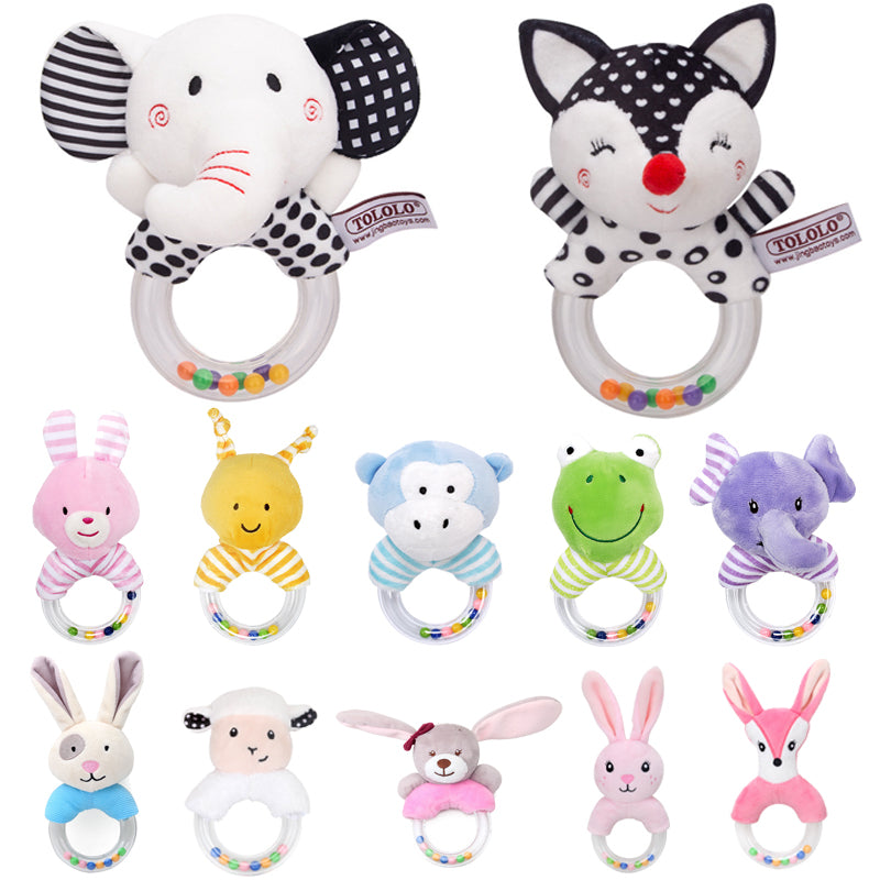 Elephant Plush Baby Rattle Toys Cute Infant Bed Toy Bear Hand Ring Bell Educational Toy For Newborn 1