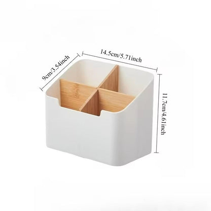 Multifunctional Bamboo Desktop Organizer With Compartments 5