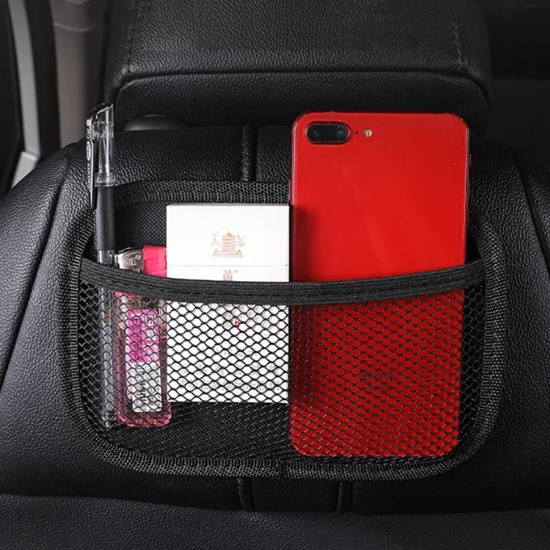Car Interior Organizer Oxford Fabric Net Bags Leather Mesh Storage For Phones Coins Keys 2