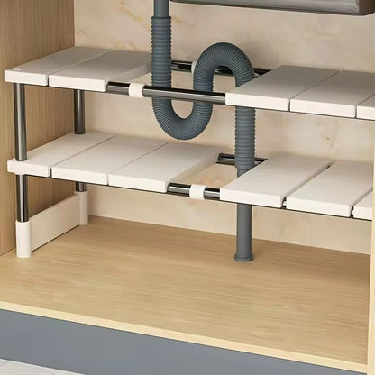 Adjustable Under Sink Storage Rack for Kitchen and Bathroom