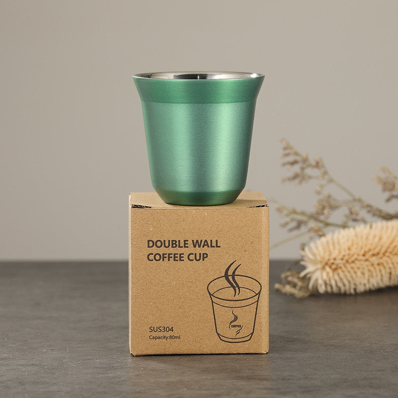 Highgrade Solid Color Water Cup Summer New Simple Flat Bottom Coffee Cup Stainless Steel Doublelaye 2