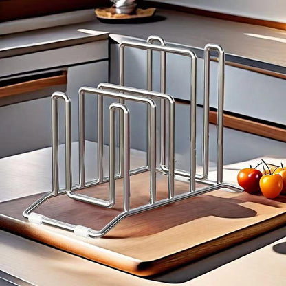 Stainless Steel Pot Lid Storage Rack, Multi-function Cutting Board Kitchen Placement Rack, Pot Utensils for Household