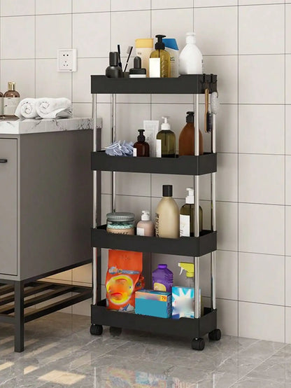 Movable Gap Storage Rack, Slim Rolling Utility Cart for Kitchen, Bathroom, Living Room