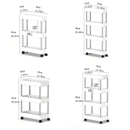 Movable Gap Storage Rack, Slim Rolling Utility Cart for Kitchen, Bathroom, Living Room
