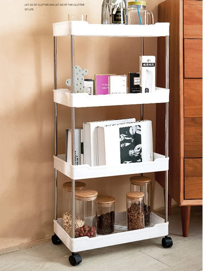 Movable Gap Storage Rack, Slim Rolling Utility Cart for Kitchen, Bathroom, Living Room