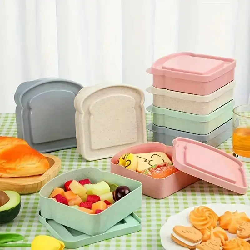 Large-capacity Bento Box, Toast Shaped Bamboo Fiber, Kitchen Outdoor Picnic Box