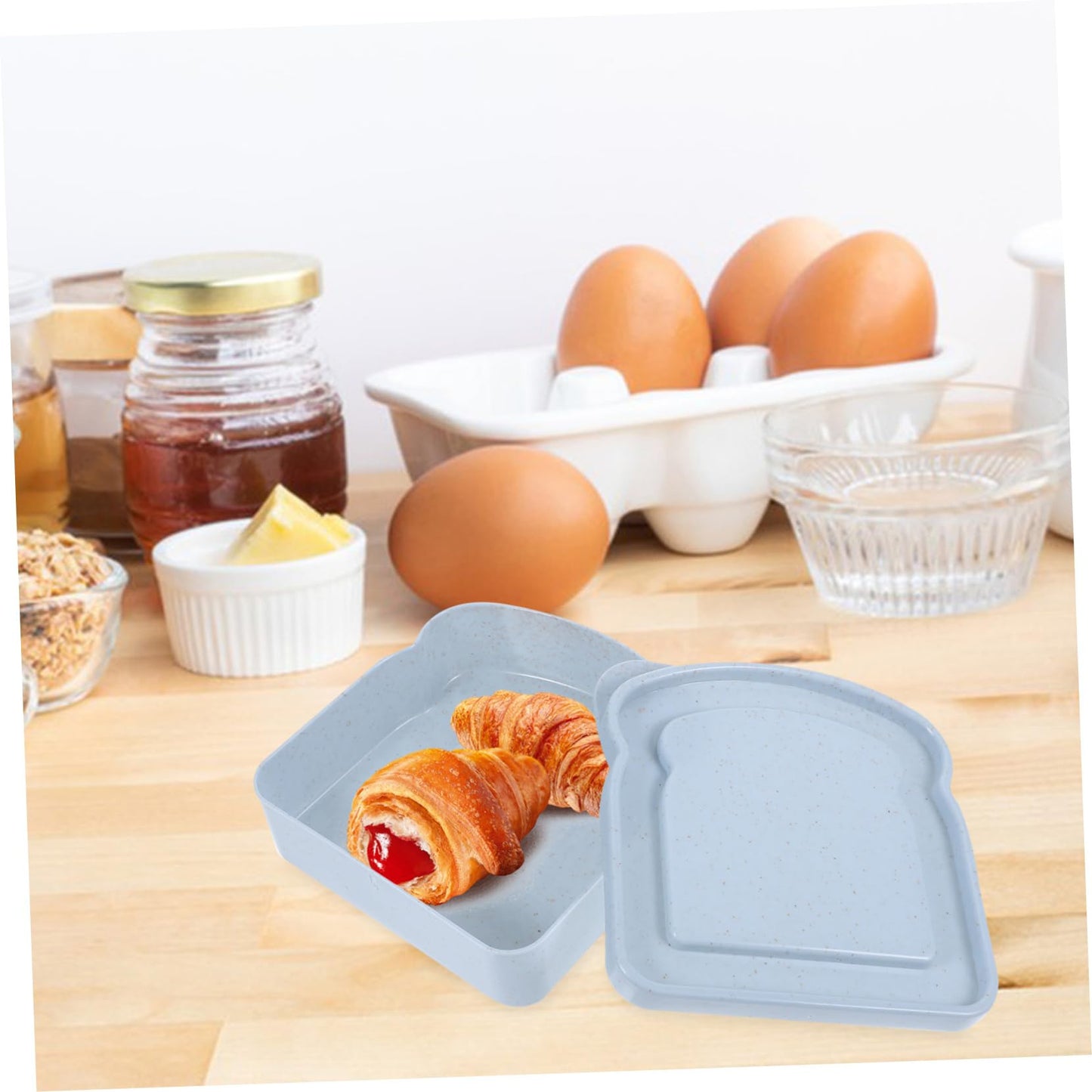 Large-capacity Bento Box, Toast Shaped Bamboo Fiber, Kitchen Outdoor Picnic Box