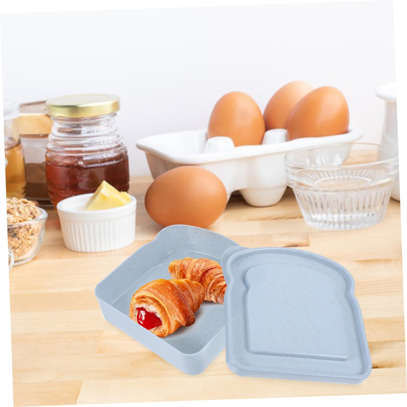 Large-capacity Bento Box, Toast Shaped Bamboo Fiber, Kitchen Outdoor Picnic Box