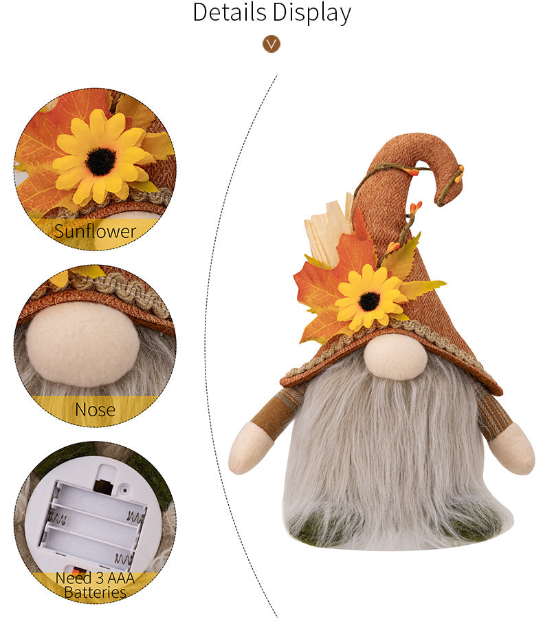 Handmade Glowing Faceless Gnomes Doll Pendant Maple Leaf Sunflower Dwarf For Thanksgiving And Chris 4