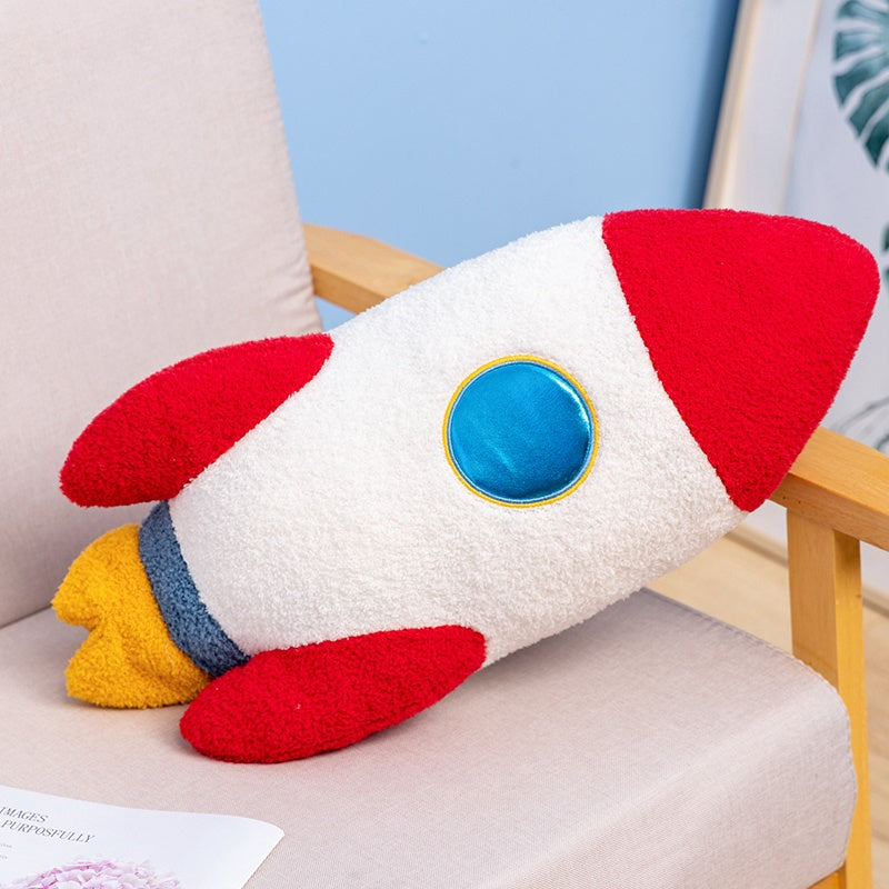 Stuffed Spaceship Throw Pillow Home Decor, 58cm Plush Rocket Astronaut Toy, Birthday Gift Space Discovery for Kids