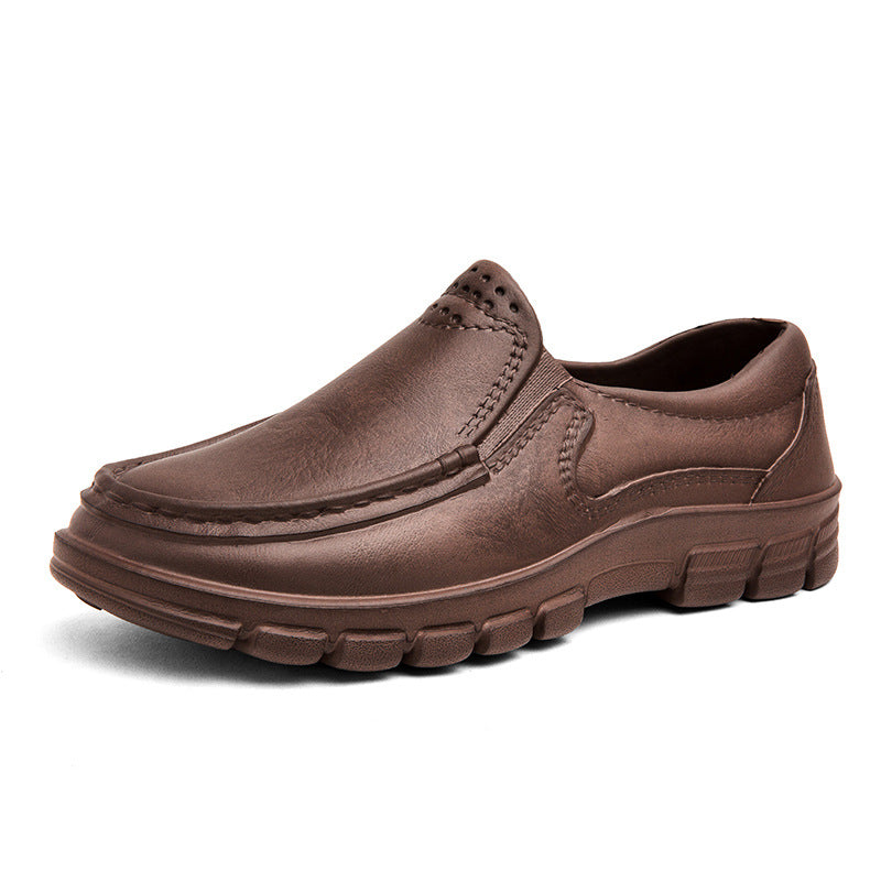 Mens Fashion Leather Casual Shoes Waterproof Driving Loafers Nonslip EVA Chef Shoes Comfort Soft So 7