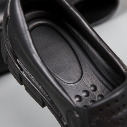 Mens Fashion Leather Casual Shoes Waterproof Driving Loafers Nonslip EVA Chef Shoes Comfort Soft So 2